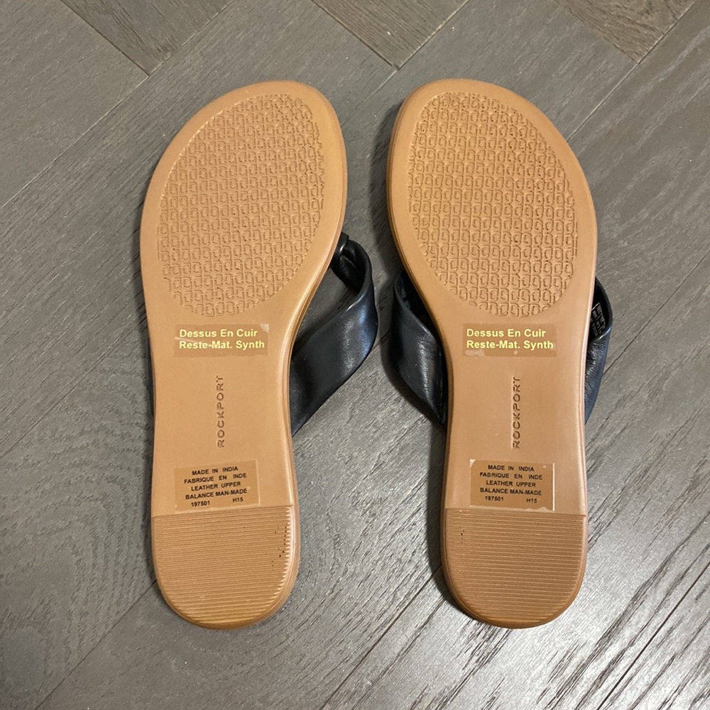 NWOT Rockport Black Leather Sandals Womens - Picture 5 of 12